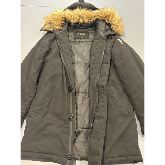 GUESS Men's Heavy Weight Hood Snorkel Jacket With Faux Fur Trim Hood Size XSmall - Picture 2 of 13